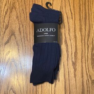 Adolfo Blue Dress Socks Ribbed Texture